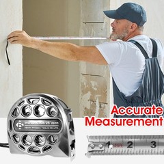 Retractable Stainless Steel Tape Measure, 25FT, Dual 7.6 m, silver + gray