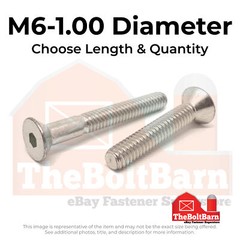 M6-1.00 Stainless A4-70 Flat Head Socket Cap Screws (Choose Length & Qty)