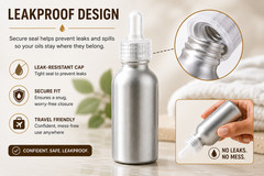 1oz/30ml Aluminum Dropper Bottle – w/Graduated 1ml Pipette – Child Resistant Cap