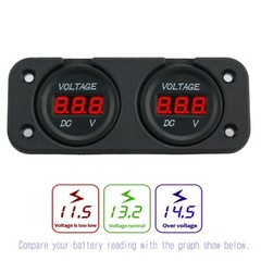 DC 12/24V Car Dual Battery RED LED Digital Volt Meter Boat Voltage Marine Gauge