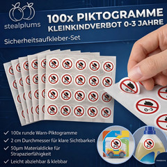 100x Warning Stickers 0-3 Years Pictogram Toddler Ban Safety Labels 2cm