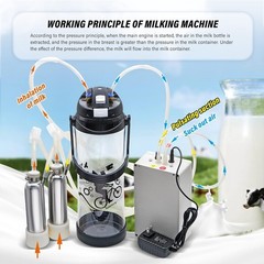 NEW Cow Milking Machine 3L Pulsation Vacuum Electric Pump 2 Teat Cups Portab