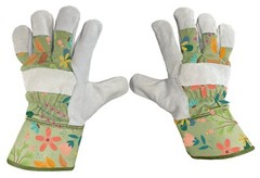 Ditsy Printed Single Palm Split Leather Work Gloves Size Large (12 Pairs) Dozen