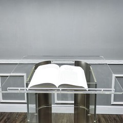 Clear Acrylic Plexiglass Podium Curved Sides Pulpit Lectern Conference