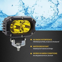 4″ 180W Yellow LED Work Light Pods Flood Beam for ATV UTV Truck SUV Fog Driving