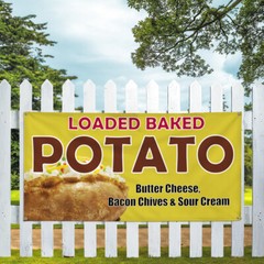 Vinyl Banner Multiple Sizes Loaded Baked Potato Advertising Printing A Outdoor