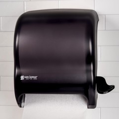 Wall-Mounted Paper Towel Dispenser – Fits All Core Sizes, Lever Action, Black Pe