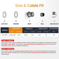 50pcs 1/2″ NPT Waterproof Cable Gland IP68 Nylon Cord Grip Connector Strain Reli