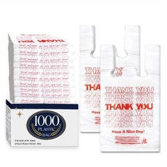 1000 Count White Thank You T-Shirt Bags, 11 x 6 x 21 in