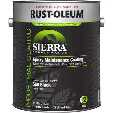 Rust-Oleum 248282 Epoxy Maintenance Coating Base, Black, Gloss, 1 Gal, 230 To