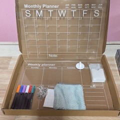Weekly Monthly Magnetic Calendar for Fridge w/ Magnetic Markers 16×12 inch