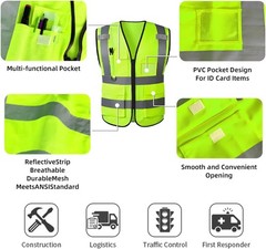 Reflective Safety Vest with Zipper & 5 Pockets – High Visibility for All Seasons