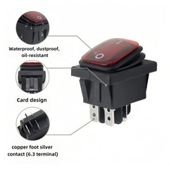 2 Pack 30A Rocker Switch – 125V/250V AC Waterproof Toggle Switch with Red LED…