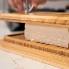 Joyce Chen Bamboo Tofu Press, Built-In Drainage Grate & Removable Drip Tray, Adj