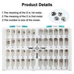 48 ASSORTED PRIMARY MOLAR STAINLESS STEEL CROWNS – COMPLETE KIT