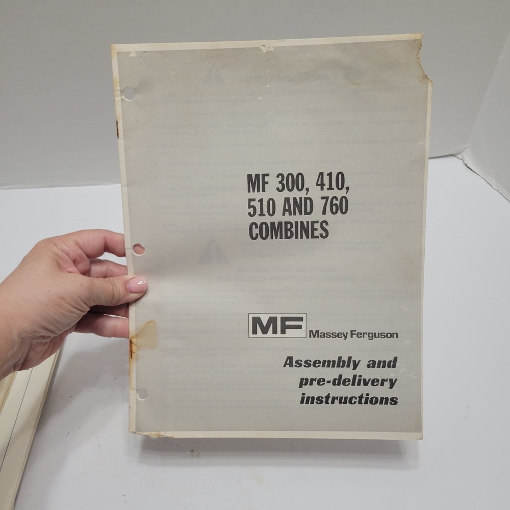 Massey Ferguson Assembly Pre Delivery Instructions Combine MF 300 410 510 760