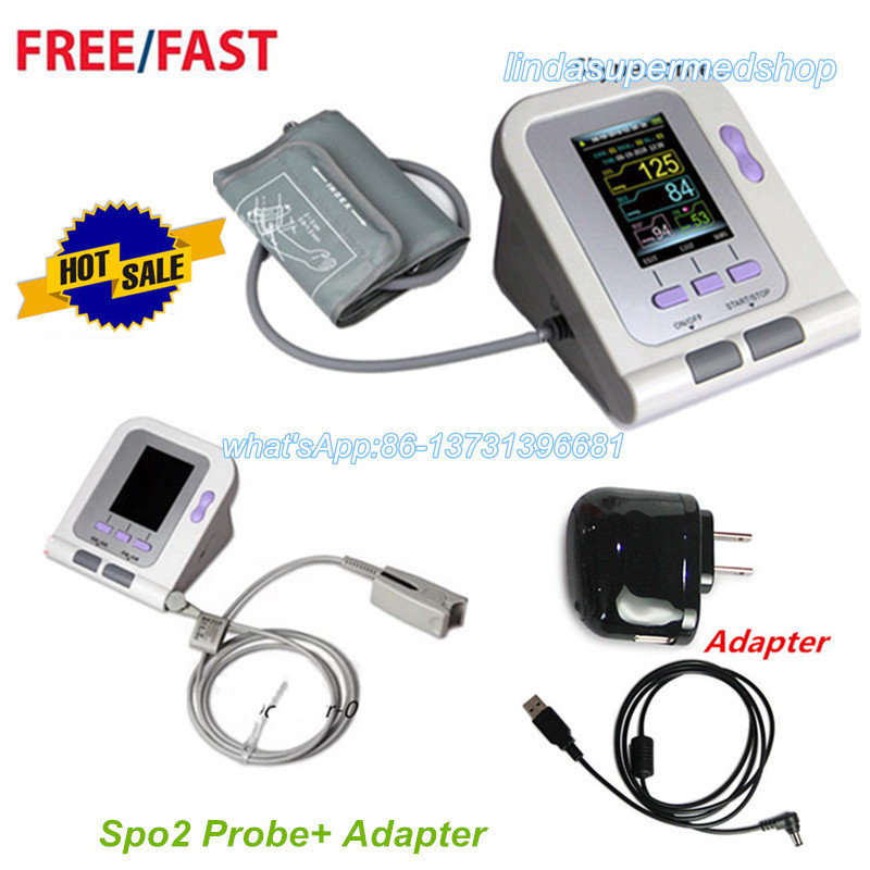 Contec Digital Blood Pressure Monitor+Adult SPO2/Cuff With Power Adapter Newest