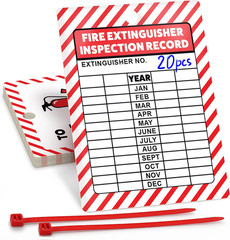 Fire Extinguisher Inspection Tags, 2026-2029, 20-Pack, Durable Red Plastic