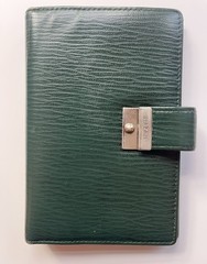 Gold Pfeil Organizer Wallet Notebook Filofax Pocket Size Green Leather/ Krause