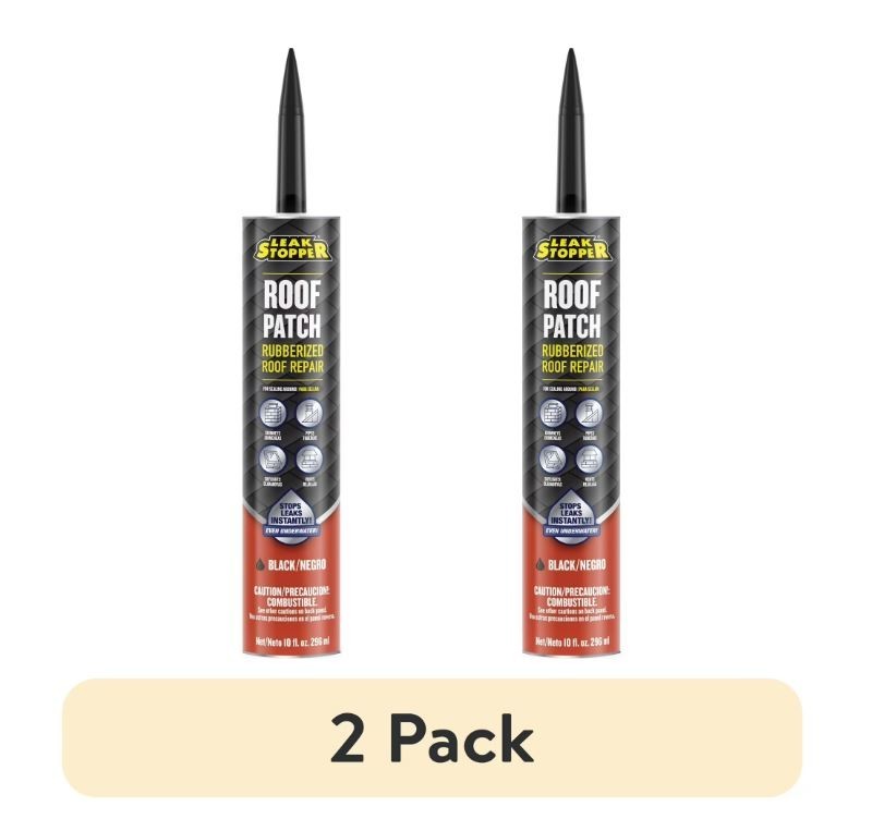 (2 pack) Leak Stopper Roof Patch, Black, 10 oz Tube