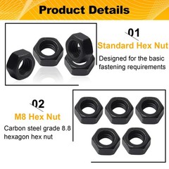 M8-1.25 Hex Nuts M8 x 1.25mm Hardware Nuts for DIY Home Mechanism