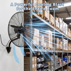 30″ In Wall Mount Oscillating Fan High Velocity 3 Speed Heavy Duty Metal Fan