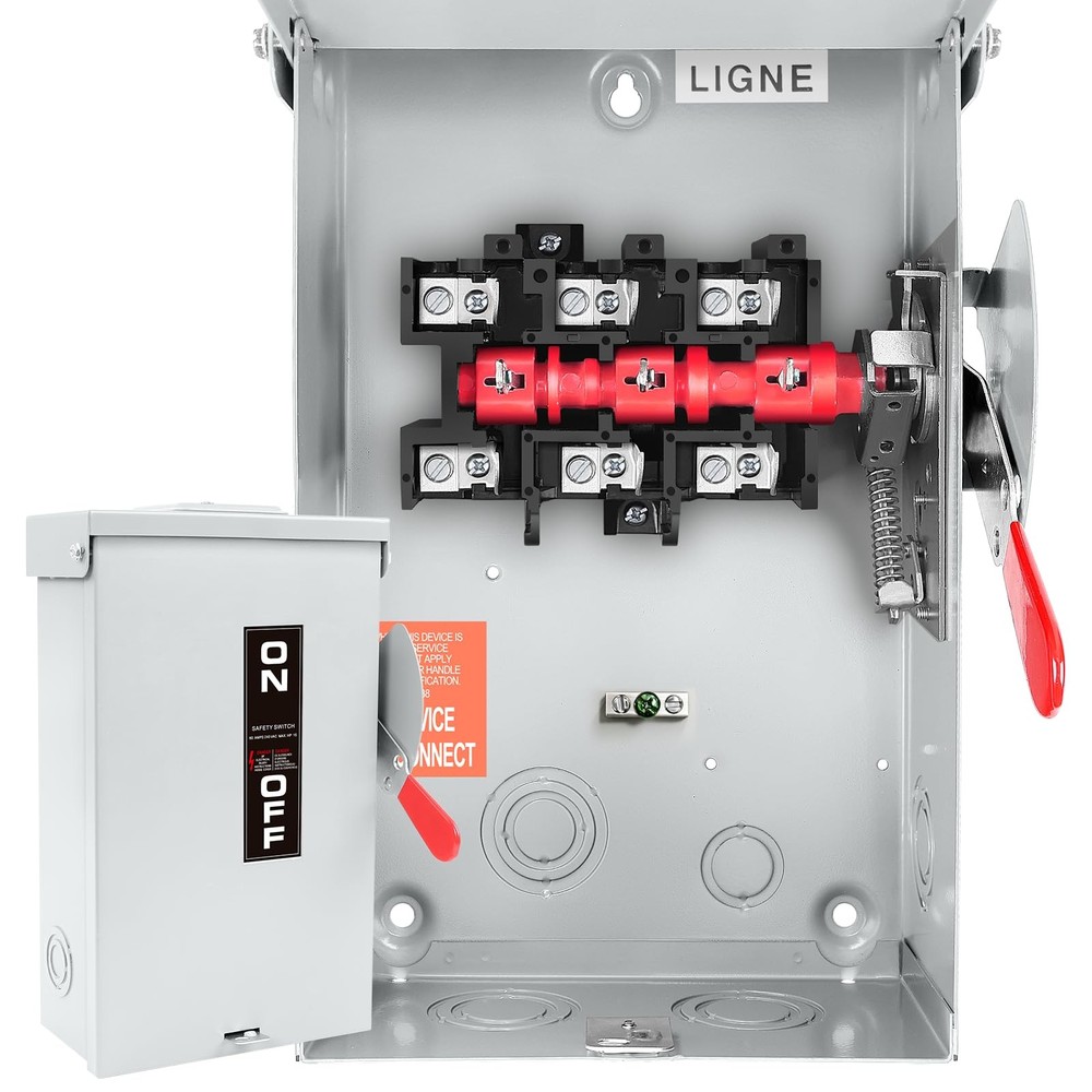 2026 Upgrade 60 Amp Disconnect Switch,3 Pole Safety Switch,Non-Fusible,NEMA