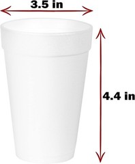 12 Oz Foam Cups (100 Pack) Lightweight 100 Count (Pack of 1), 100 Pack