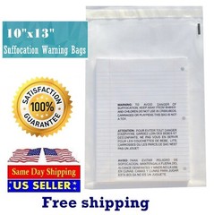 300 10×13 Self Seal Suffocation Warning Clear Poly Bags 1.5 mil -ST ShipMailers