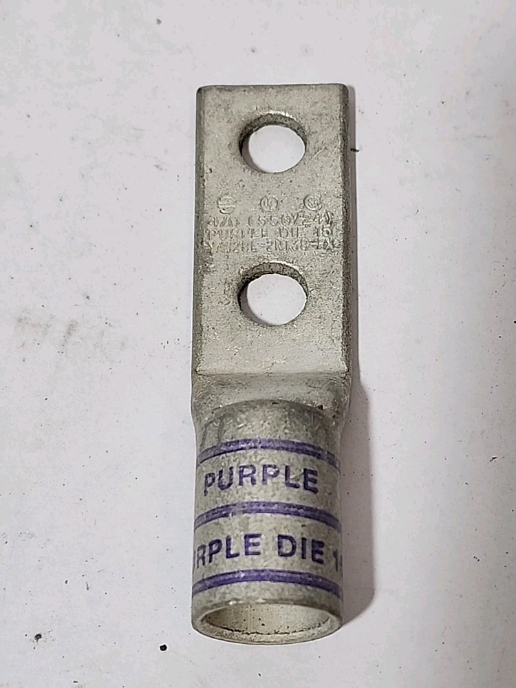 BURNDY YAV28L-2NT38-FX 4/0 Two Hole Lug Connector Purple Die 15