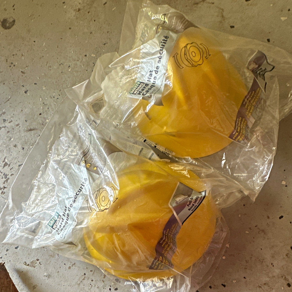 Lot 2 MSA Yellow Hard Hat Safety Helmet PPE Head Protection V-Gard