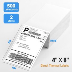 Fanfold 4″ x 6″ Direct Thermal Labels 1000 Thermal Printer Paper 2 Stacks Shi…