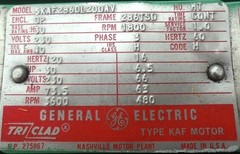 CORCOM MAG CARRIER SPINDLE K-411323R6081M, W/ GE MOTOR 5KAF286DL200AV, 30 HP