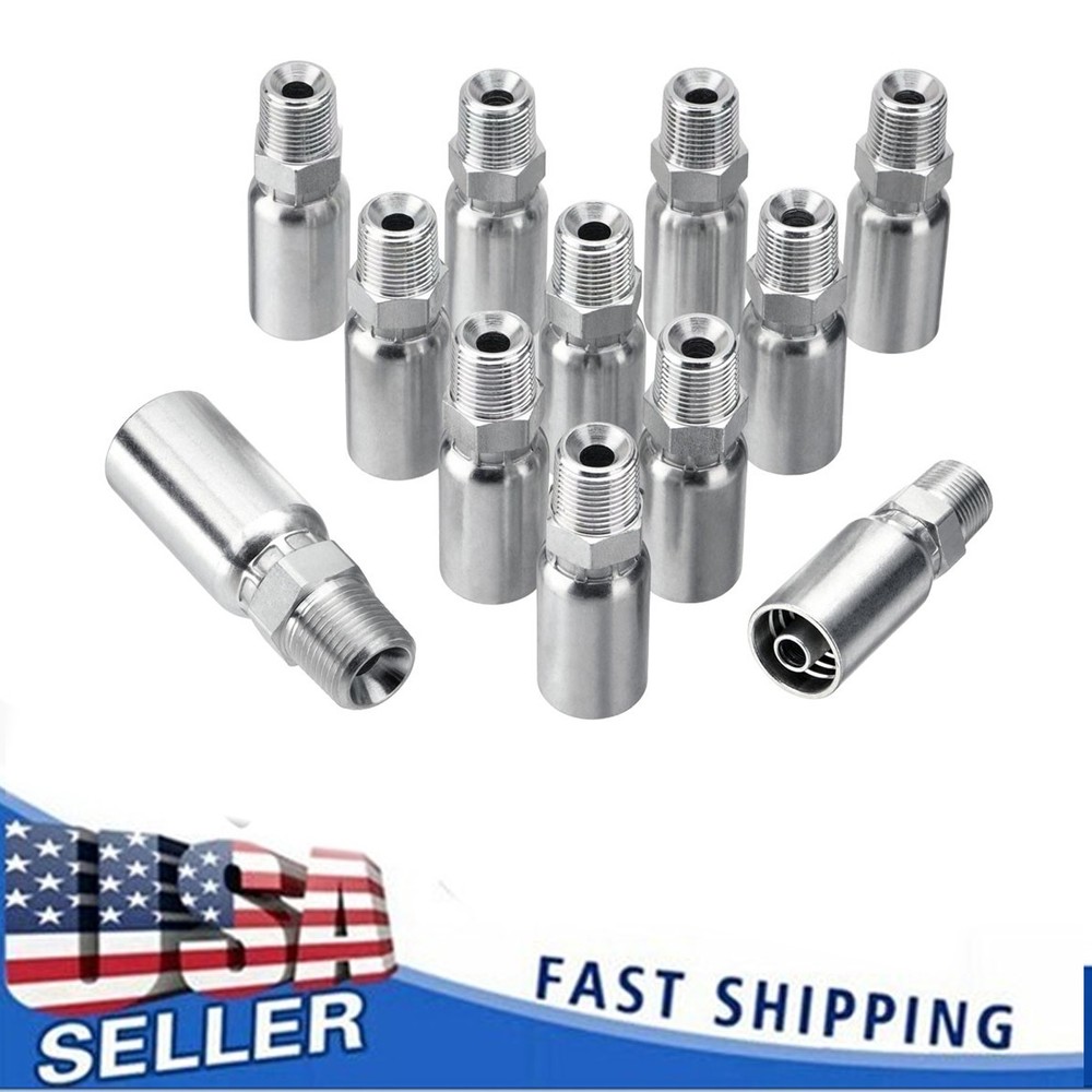 12 Pack 3/8″ I.D. Hose x 3/8″ NPTF Male Hydraulic Hose End Crimp Fittings A+++