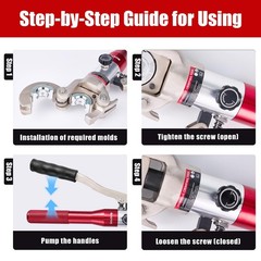 ROGVOC Propress Tool, Hydraulic Pipe Crimping Tool with 1/2, 3/4, 1 Inch Jaw