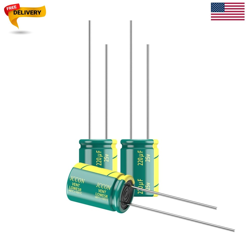 10-Pack 25V 220uF Quality Low ESR Electrolytic Capacitors 8x12mm 0.32×0.47in…