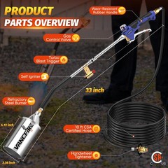 Heavy Duty Propane Torch Weed Burner Kit with 10FT Hose, Igniter & Storage Bag