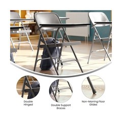 Flash Furniture Ralph Premium Steel Folding Chair with Right Handed Tablet Arm
