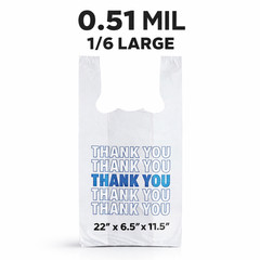 1/6 Large 0.51 Mil Thank You Bags 22×6.5×11.5 White Grocery Shopping Bulk