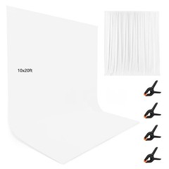 10X20ft White Photo Backdrops for Photography, LCUIRC Two Rod Pocket Backdrop…