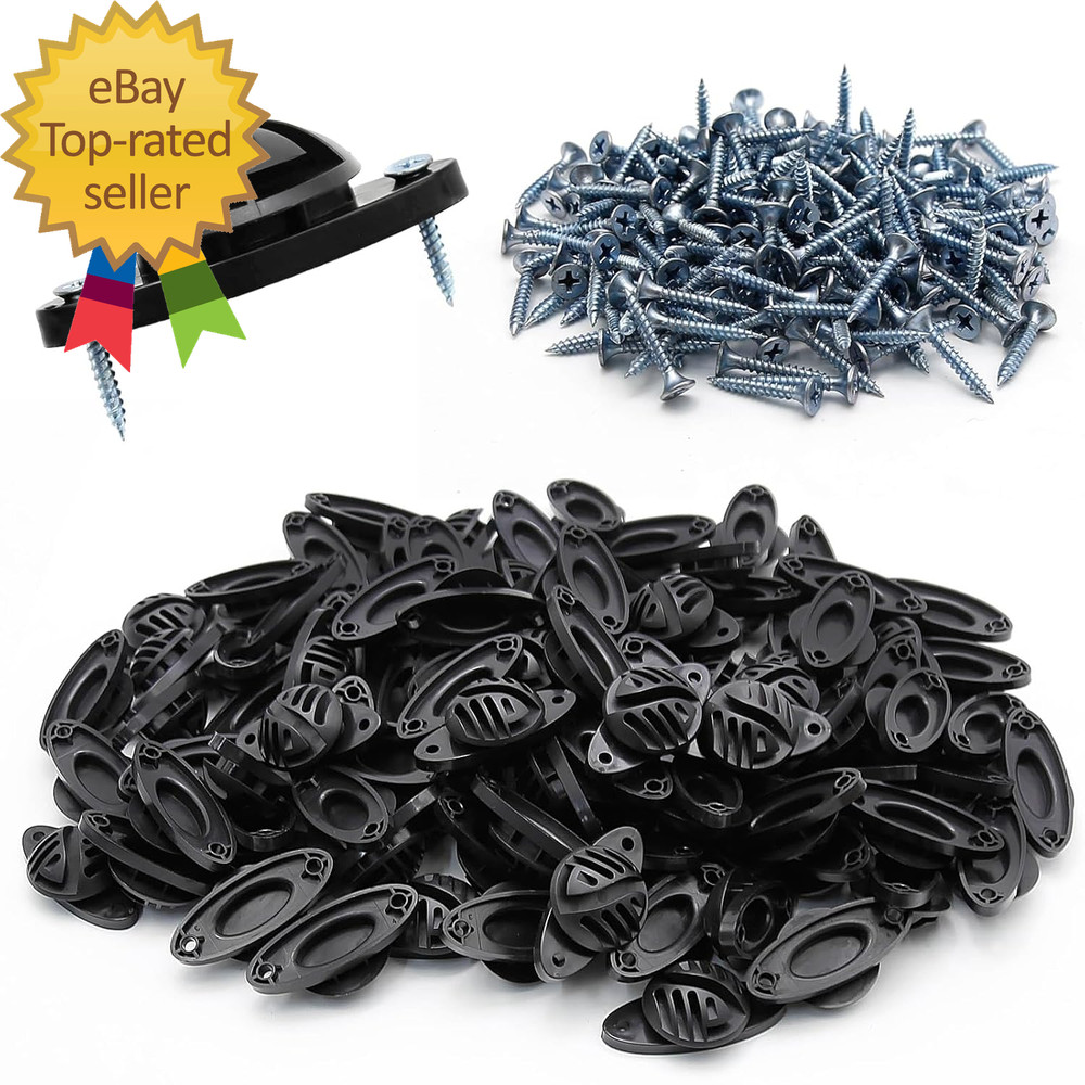 100 PCS Electric Fence Insulator with Screws, Black Wood Post Polywire Insulator