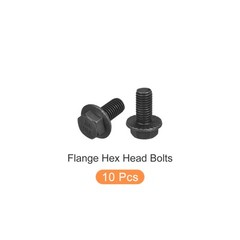 10pcs M10x20mm Flanged Hex Head Bolts Hexagon Serrated Bolt Fully Thread Screw