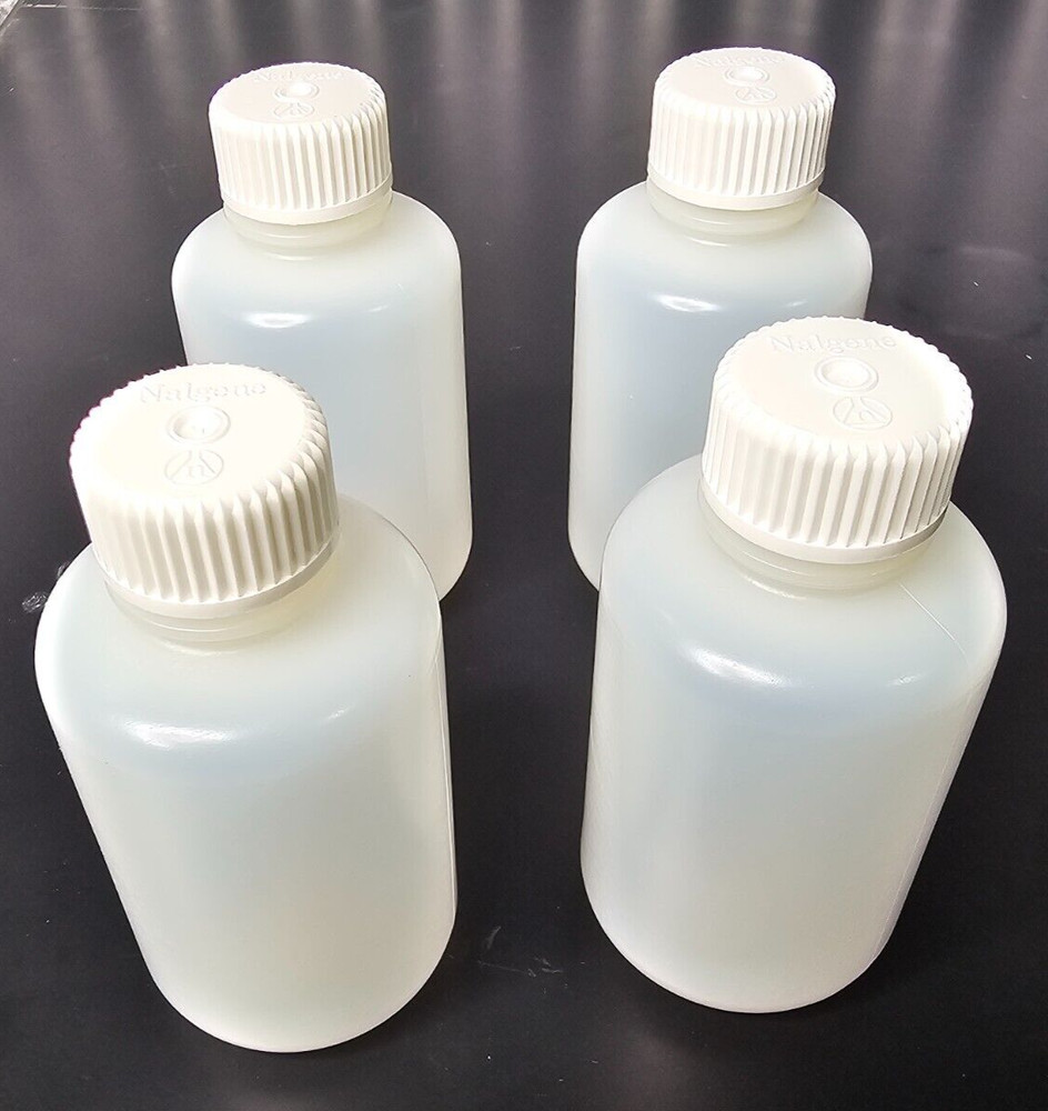 (4) NALGENE™ 4oz 125mL NARROW-MOUTH HDPE PACKAGING BOTTLES 342089-0004