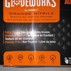 Ammex Glovework GWON49100 Disposable Nitrile Gloves Diamond Grip, Orange, 2XL￼￼