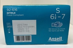 Ansell Touch N Tuff Nitrile Ambidextrous Chem Resist PF 150 Gloves Small 92-616