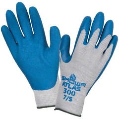 Showa Atlas 300 8/M Medium Work Gloves Blue/Gray Rubber Coated 1/12/72/144 Pairs