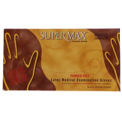 House Brand Dentistry SM98228 Supermax Latex Examination Gloves Large 100/Bx