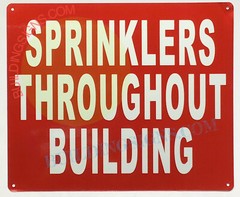 SPRINKLER THROUGHOUT BUILDING SIGN (10X12, RED, ALUMINUM) -REF24-1027
