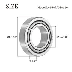 2pcs L44649/L44610 Tapered Roller Bearing Cone and Cup 1.0625″ Bore x 1.98″OD P6