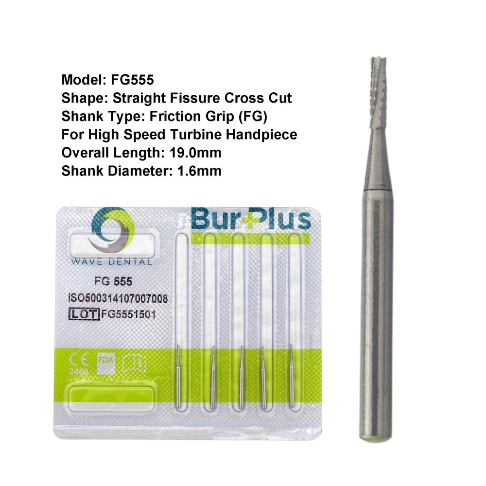 Wave Dental Carbide Burs High Speed FG 556 557 557L 558 Straight Fissure 1.6mm